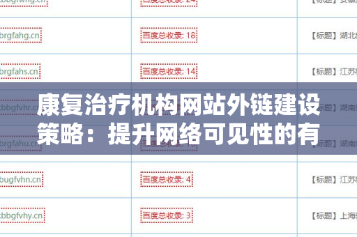 康复治疗机构网站外链建设策略：提升网络可见性的有效方法