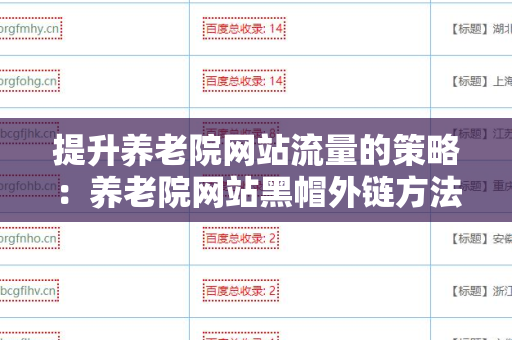 提升养老院网站流量的策略：养老院网站黑帽外链方法