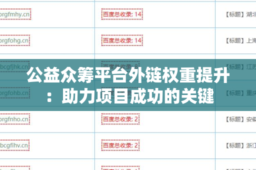 公益众筹平台外链权重提升：助力项目成功的关键