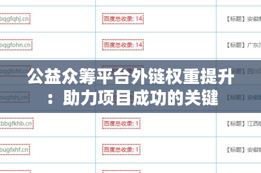 公益众筹平台外链权重提升：助力项目成功的关键