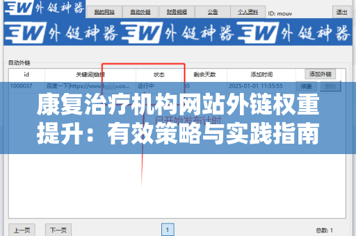 康复治疗机构网站外链权重提升：有效策略与实践指南
