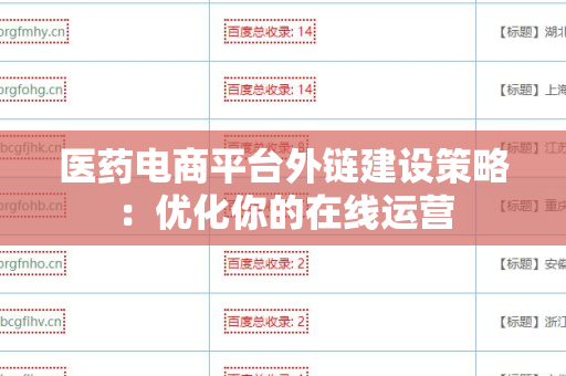 医药电商平台外链建设策略：优化你的在线运营