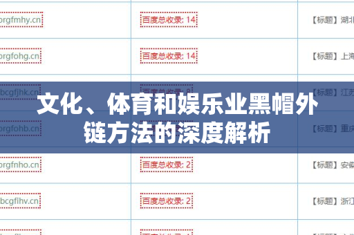 文化、体育和娱乐业黑帽外链方法的深度解析