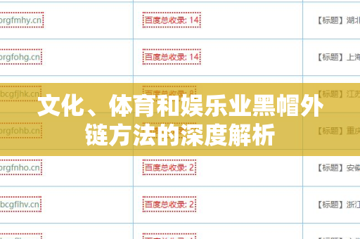 文化、体育和娱乐业黑帽外链方法的深度解析