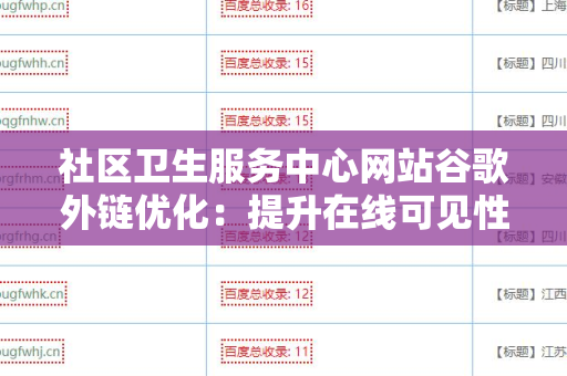 社区卫生服务中心网站谷歌外链优化：提升在线可见性的关键策略