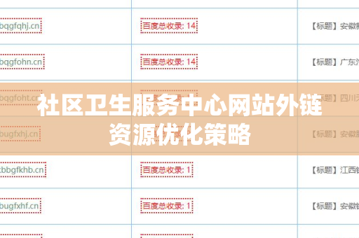 社区卫生服务中心网站外链资源优化策略