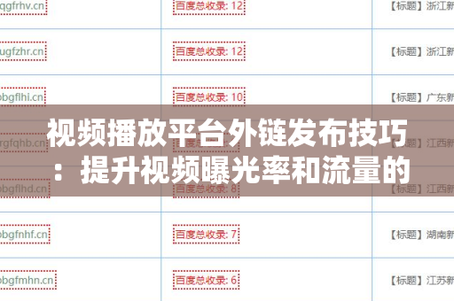 视频播放平台外链发布技巧：提升视频曝光率和流量的秘诀