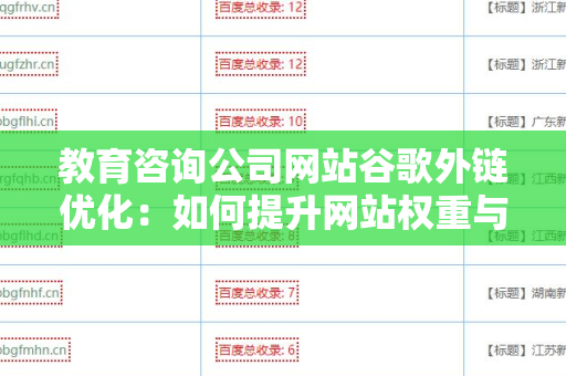 教育咨询公司网站谷歌外链优化：如何提升网站权重与可见性