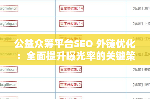 公益众筹平台SEO 外链优化：全面提升曝光率的关键策略