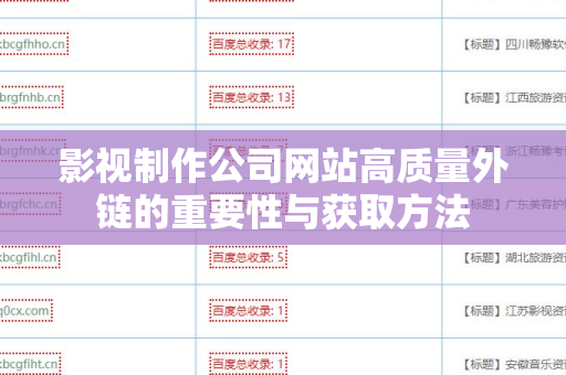 影视制作公司网站高质量外链的重要性与获取方法