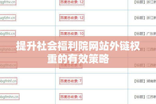 提升社会福利院网站外链权重的有效策略