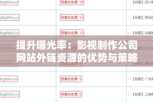 提升曝光率：影视制作公司网站外链资源的优势与策略