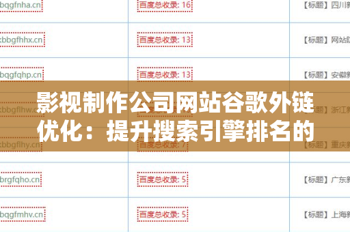 影视制作公司网站谷歌外链优化：提升搜索引擎排名的有效策略