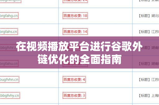 在视频播放平台进行谷歌外链优化的全面指南
