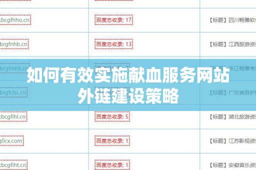 如何有效实施献血服务网站外链建设策略