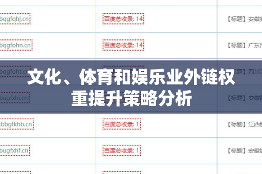 文化、体育和娱乐业外链权重提升策略分析