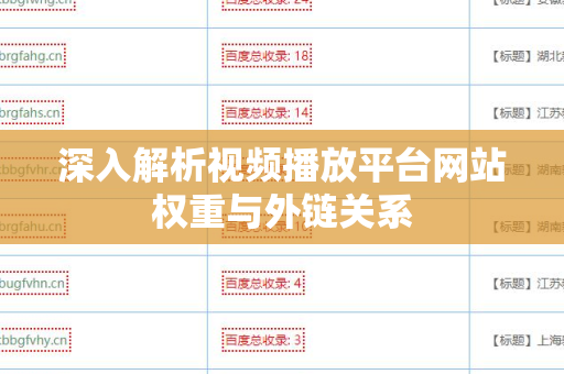 深入解析视频播放平台网站权重与外链关系