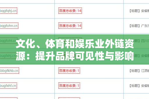文化、体育和娱乐业外链资源：提升品牌可见性与影响力的关键