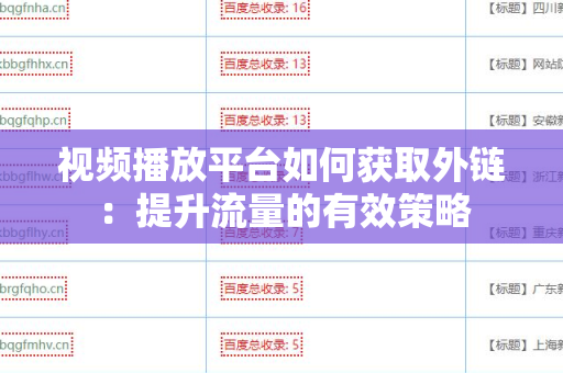 视频播放平台如何获取外链：提升流量的有效策略