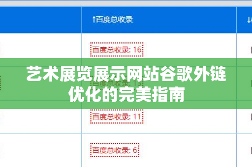 艺术展览展示网站谷歌外链优化的完美指南