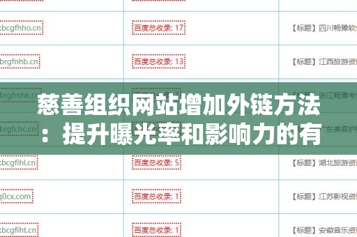 慈善组织网站增加外链方法：提升曝光率和影响力的有效策略