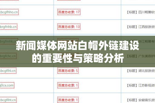 新闻媒体网站白帽外链建设的重要性与策略分析