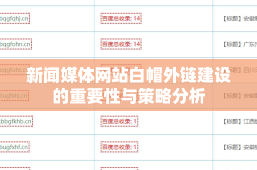 新闻媒体网站白帽外链建设的重要性与策略分析