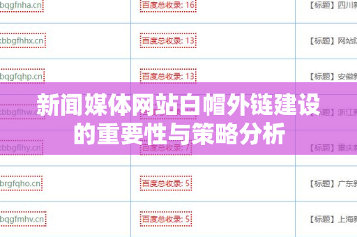 新闻媒体网站白帽外链建设的重要性与策略分析
