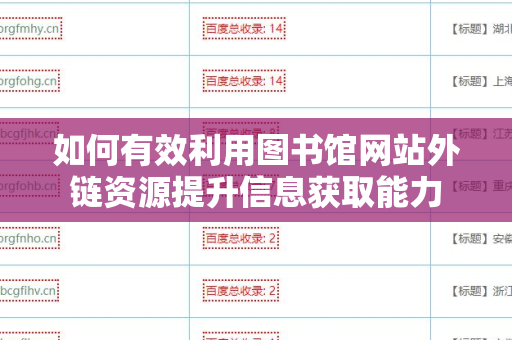 如何有效利用图书馆网站外链资源提升信息获取能力