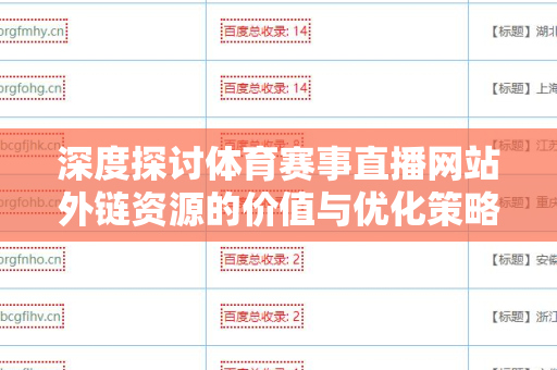 深度探讨体育赛事直播网站外链资源的价值与优化策略