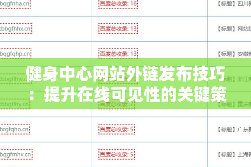 健身中心网站外链发布技巧：提升在线可见性的关键策略
