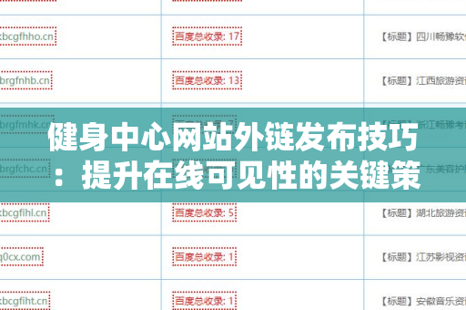 健身中心网站外链发布技巧：提升在线可见性的关键策略