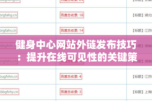 健身中心网站外链发布技巧：提升在线可见性的关键策略