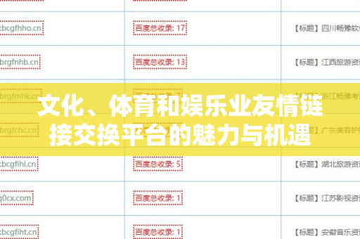 文化、体育和娱乐业友情链接交换平台的魅力与机遇