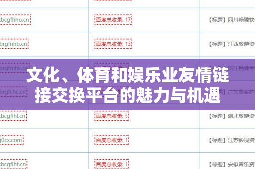 文化、体育和娱乐业友情链接交换平台的魅力与机遇