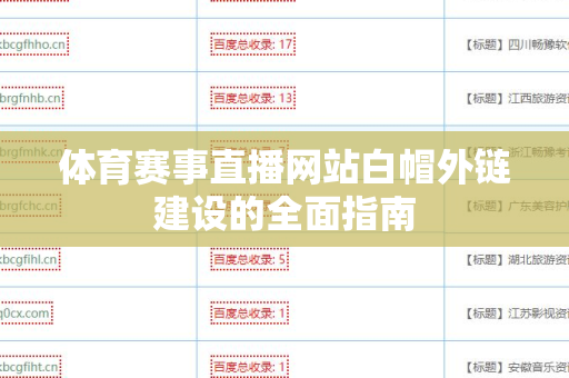 体育赛事直播网站白帽外链建设的全面指南