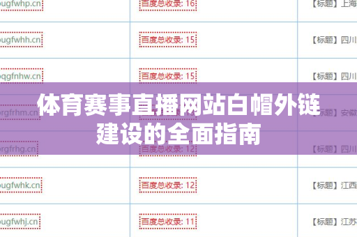 体育赛事直播网站白帽外链建设的全面指南