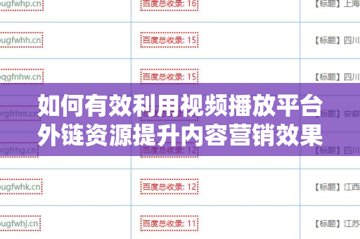 如何有效利用视频播放平台外链资源提升内容营销效果