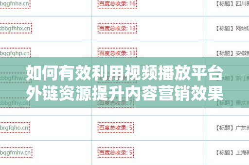 如何有效利用视频播放平台外链资源提升内容营销效果