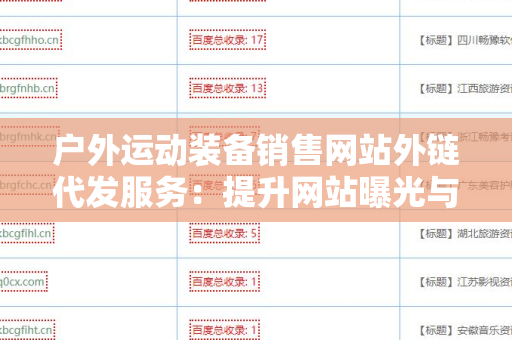 户外运动装备销售网站外链代发服务：提升网站曝光与销量的利器