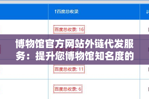 博物馆官方网站外链代发服务：提升您博物馆知名度的有效策略