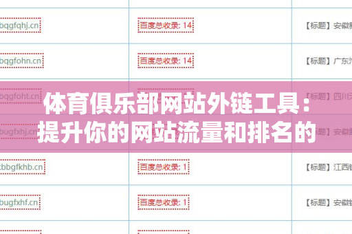 体育俱乐部网站外链工具：提升你的网站流量和排名的利器