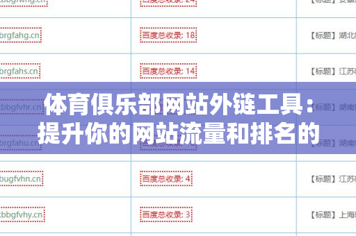 体育俱乐部网站外链工具：提升你的网站流量和排名的利器
