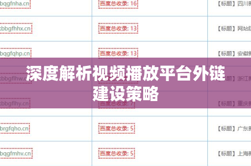 深度解析视频播放平台外链建设策略