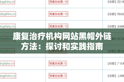 康复治疗机构网站黑帽外链方法：探讨和实践指南
