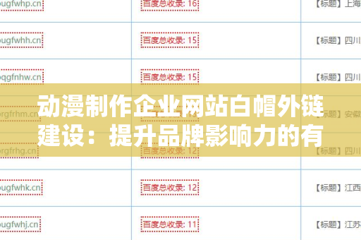 动漫制作企业网站白帽外链建设：提升品牌影响力的有效策略