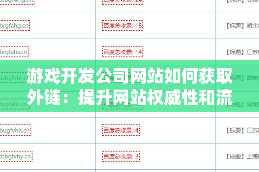 游戏开发公司网站如何获取外链：提升网站权威性和流量的策略