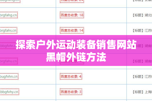 探索户外运动装备销售网站黑帽外链方法