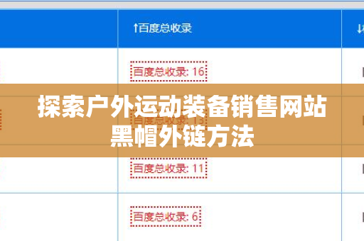 探索户外运动装备销售网站黑帽外链方法