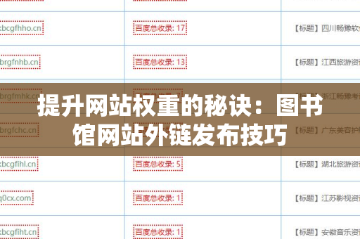 提升网站权重的秘诀：图书馆网站外链发布技巧